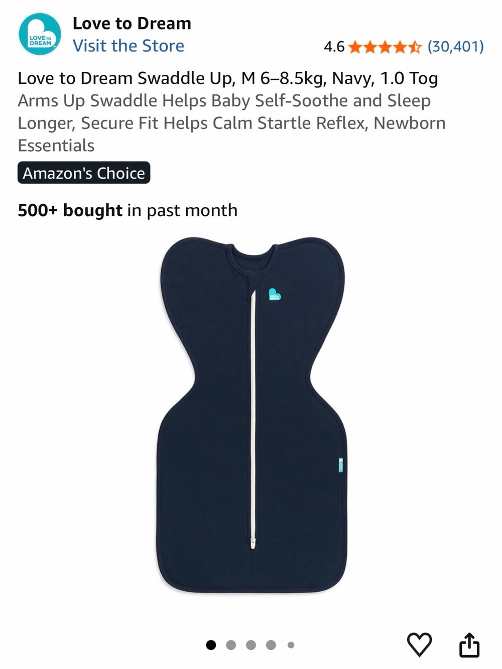 NWT Love to Dream Navy Swaddle Up Baby Sleep Sack - Size M